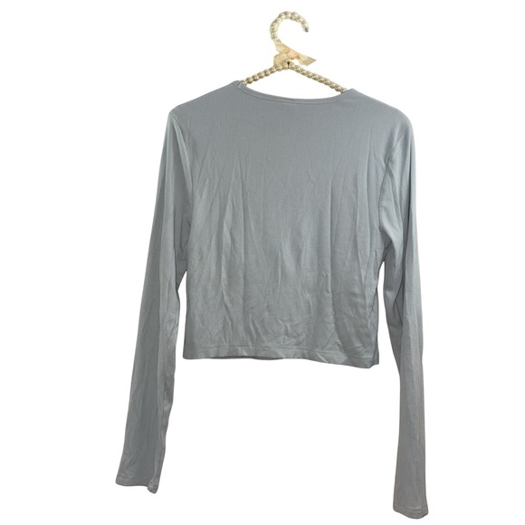 Yogalicious Heavenly Rib Kathleen Light Green Long-Sleeve Crop Top - M - Picture 7 of 7